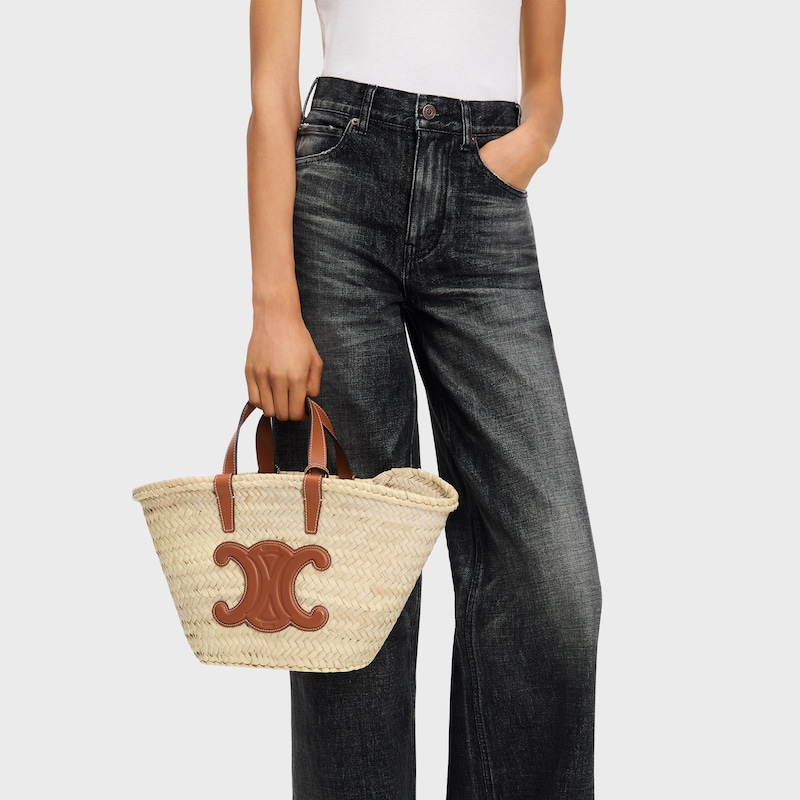 BOLSO TEEN CELINE CLASSIC PANIER DE HOJAS DE PALMA Y PIEL DE BECERRO - TOSTADO - SUMMER SELECTION - 1 | CELINE