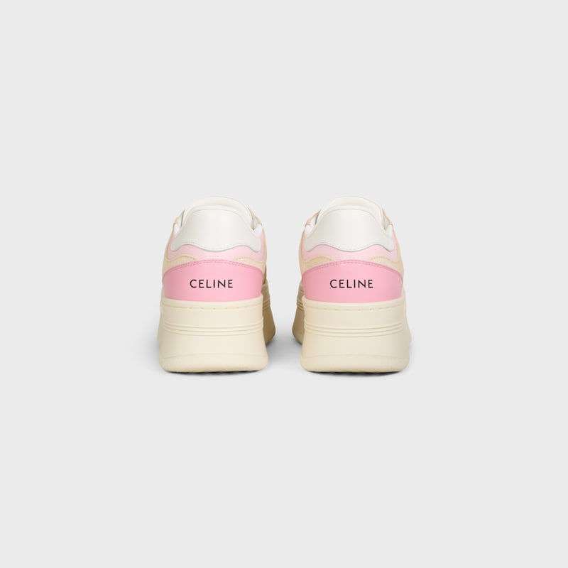 BLOCK WEDGE SNEAKER IN CALFSKIN AND SUEDE CALFSKIN - PINK / BEIGE -  - 1 | CELINE