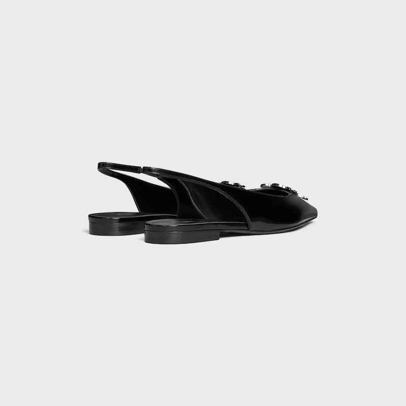 CELINE ALMA TRIOMPHE FLAT SLINGBACK in GLOSSY CALFSKIN - BLACK -  - 1 | CELINE