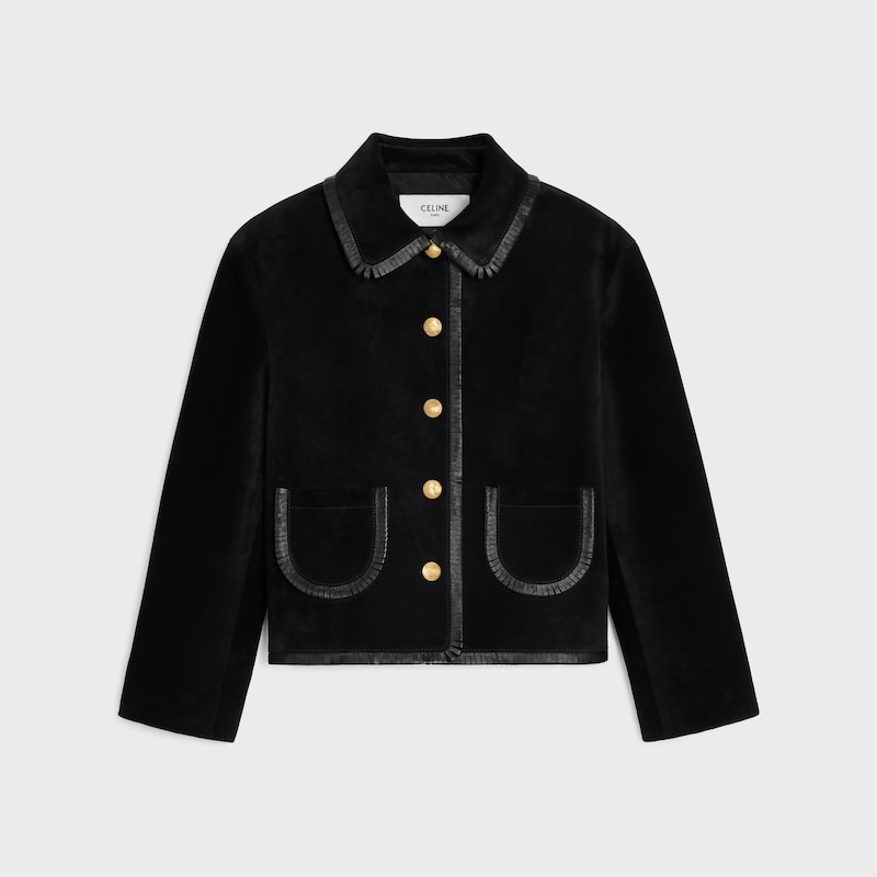 straight blouson jacket IN SUEDE - BLACK -  - 1 | CELINE