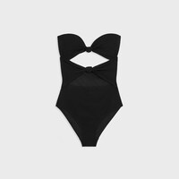 triomphe swimsuit with bows in matte jersey - BLACK -  - 1 | CELINE