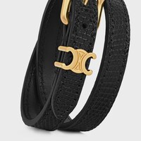 Les Cuirs Celine Double Bracelet in Lizard, Calfskin and Brass with Gold Finish - GOLD / BLACK -  - 1 | CELINE
