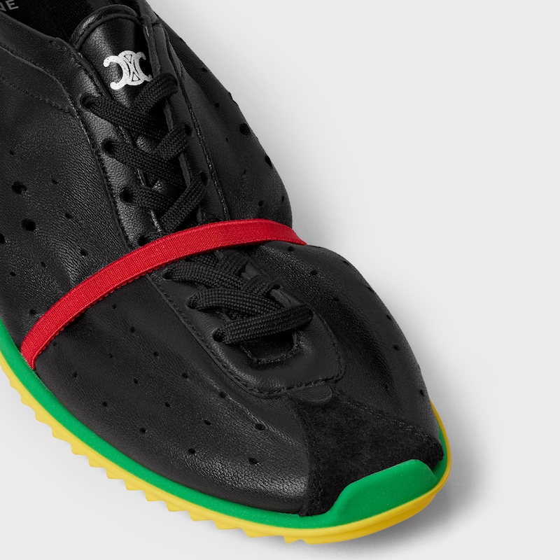 SOFT SNEAKER IN STRETCH LAMBSKIN, SUEDE CALFSKIN AND LAMBSKIN - BLACK/BRIGHT YELLOW/GREEN -  - 1 | CELINE