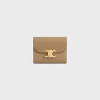 Small Flap Wallet TRIOMPHE IN Shiny calfskin - Smoked Brown - TRIOMPHE - 1 | CELINE