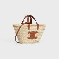 TEEN CELINE CLASSIC PANIER in Palm leaves and Calfskin - TAN - CLASSIC PANIER - 2 | CELINE
