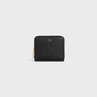 Small Zipped Wallet TRIOMPHE CHARMS IN GRAINED CALFSKIN - BLACK - WALLETS - 1 | CELINE