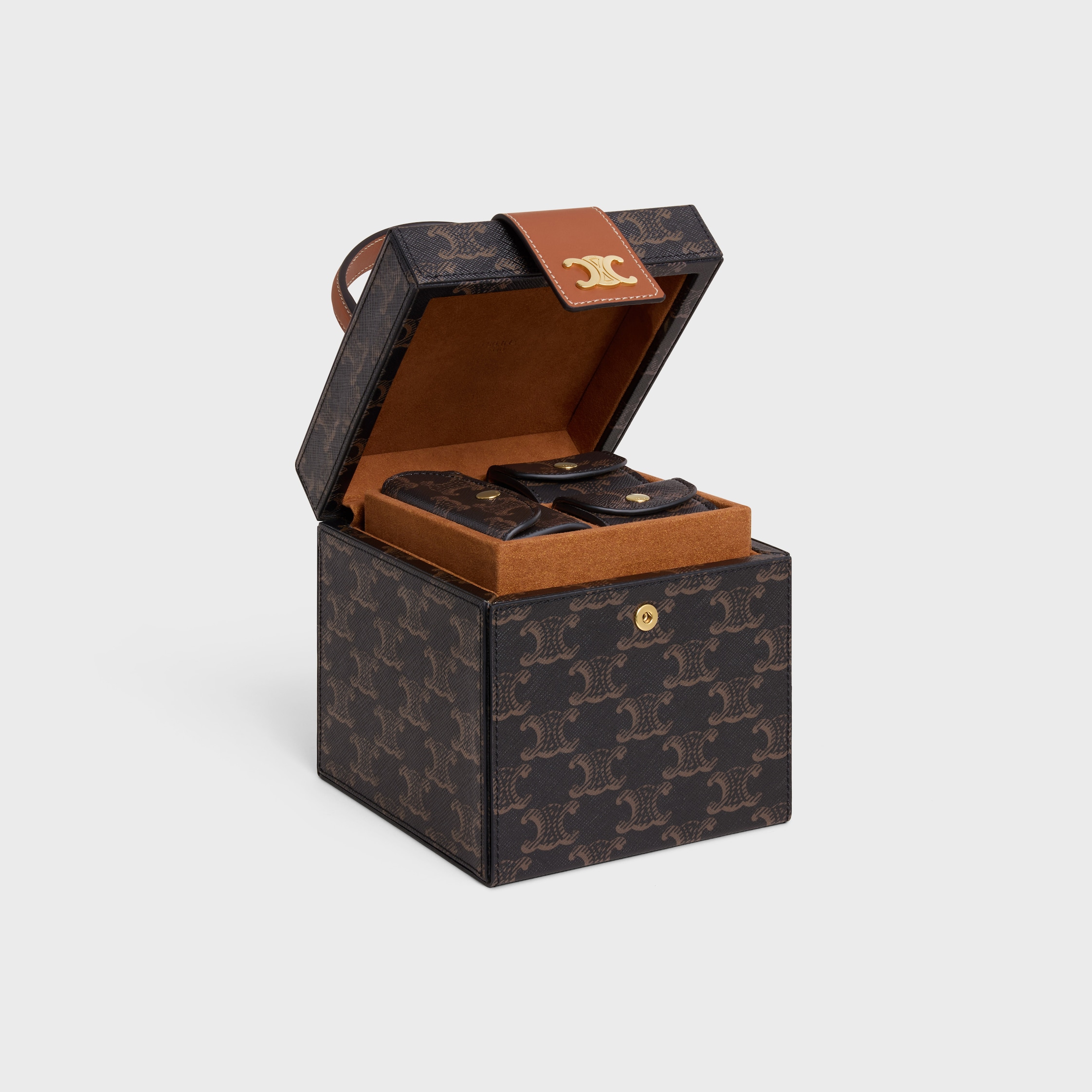 JEWELRY BOX IN TRIOMPHE CANVAS AND CALFSKIN - TAN | CELINE