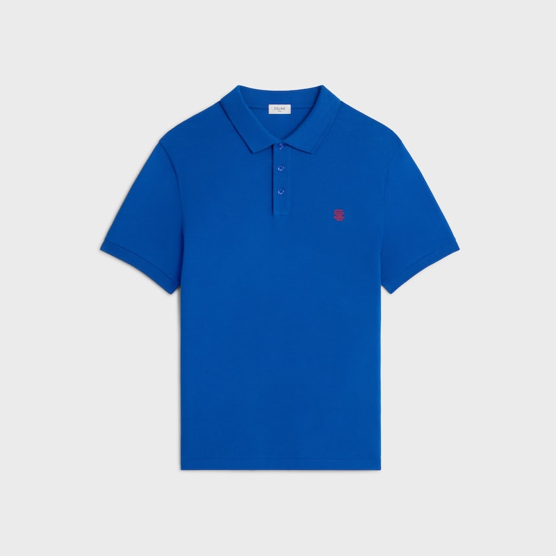 polo shirt IN PIQUE COTTON JERSEY - BLEU KLEIN / RED CERISE -  - 1 | CELINE