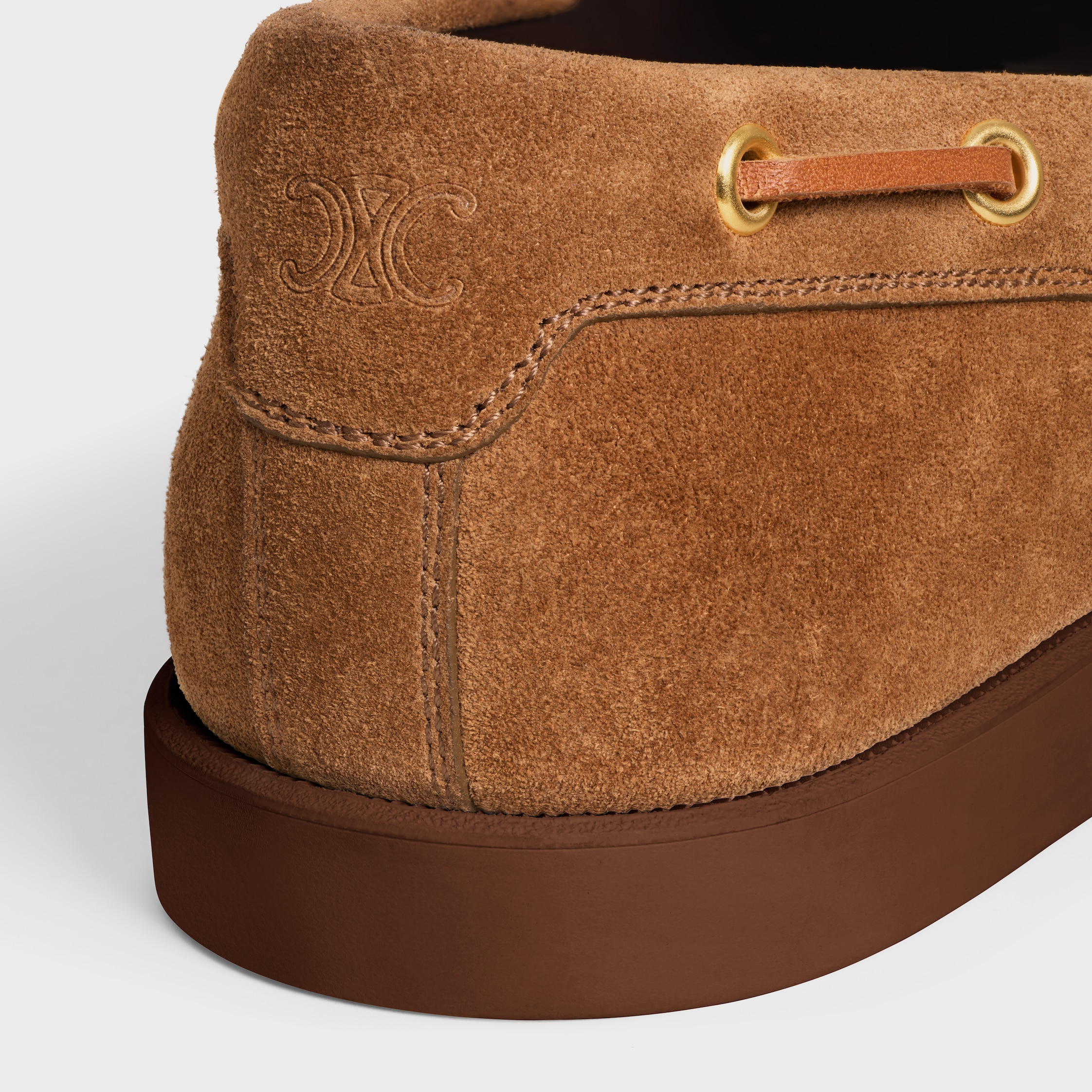 CELINE レースアップ バトー / スエードカーフスキン - ダーク