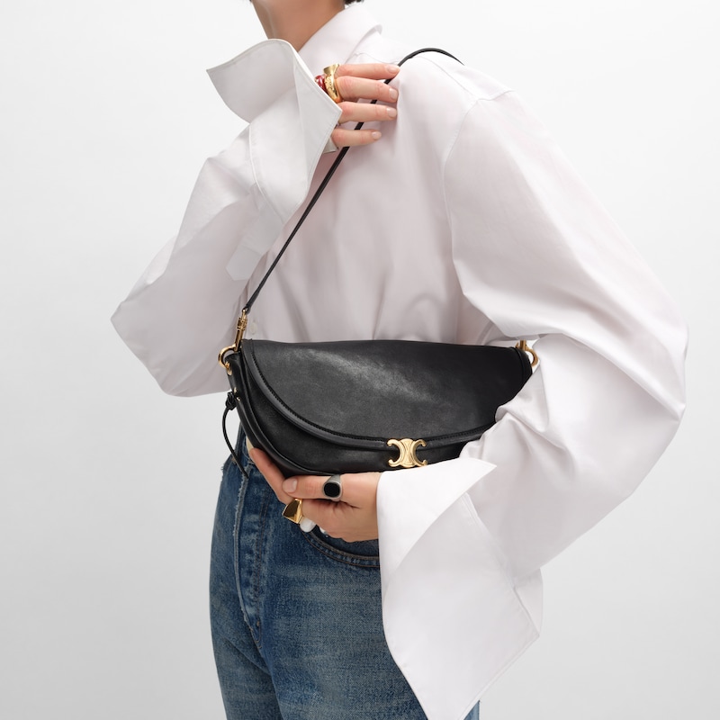 LITTLE HALFMOON SOFT TRIOMPHE IN SUPPLE SHINY LAMBSKIN - BLACK - SOFT TRIOMPHE - 1 | CELINE