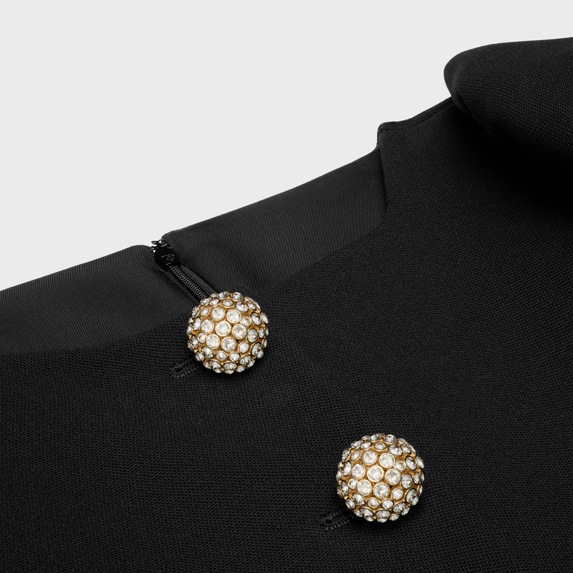 ジュエルボタン付き ミニドレス / ウールピケ - ブラック | CELINE