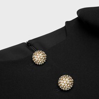 mini dress with jeweled buttons in wool piqué - BLACK -  - 2 | CELINE