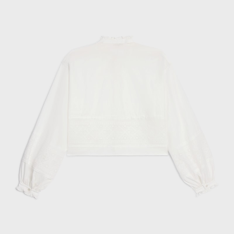 embroidered shirt IN linen cotton cloth - IVORY -  - 1 | CELINE