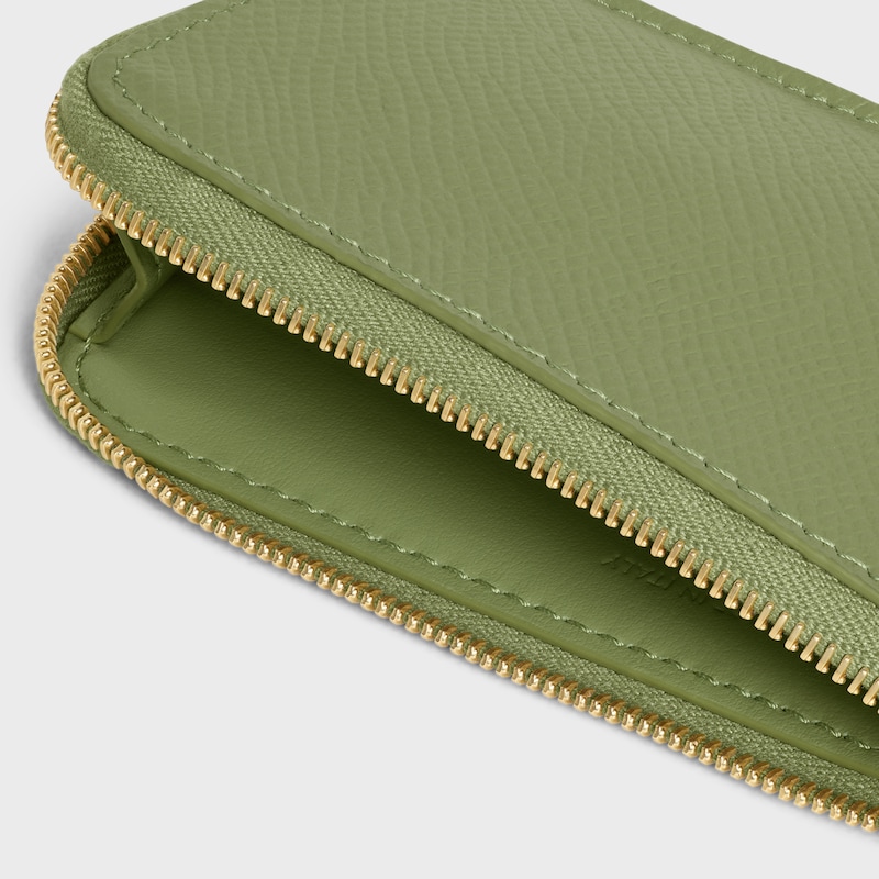 LONG ZIPPED CARD HOLDER IN GRAINED CALFSKIN - LIGHT KHAKI - COIN AND CARD HOLDERS - 1 | CELINE
