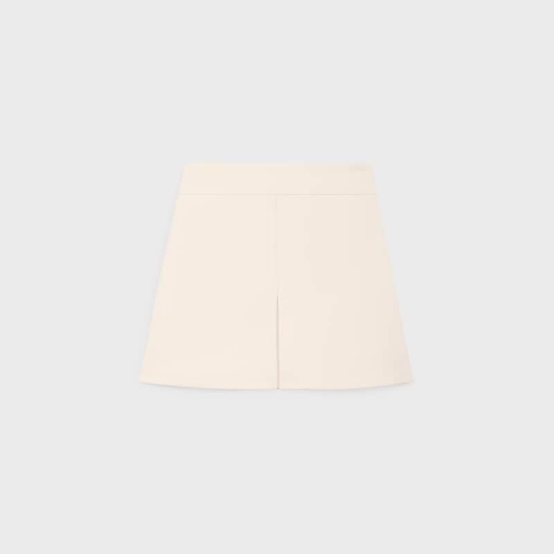 mini jupe trap&egrave;ze gabardine laine soie - CREME -  - 1 | CELINE