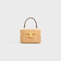 TRIOMPHE OVAL BOX IN WICKER AND CALFSKIN - NATURAL / TAN - CROSS-BODY BAGS - 1 | CELINE