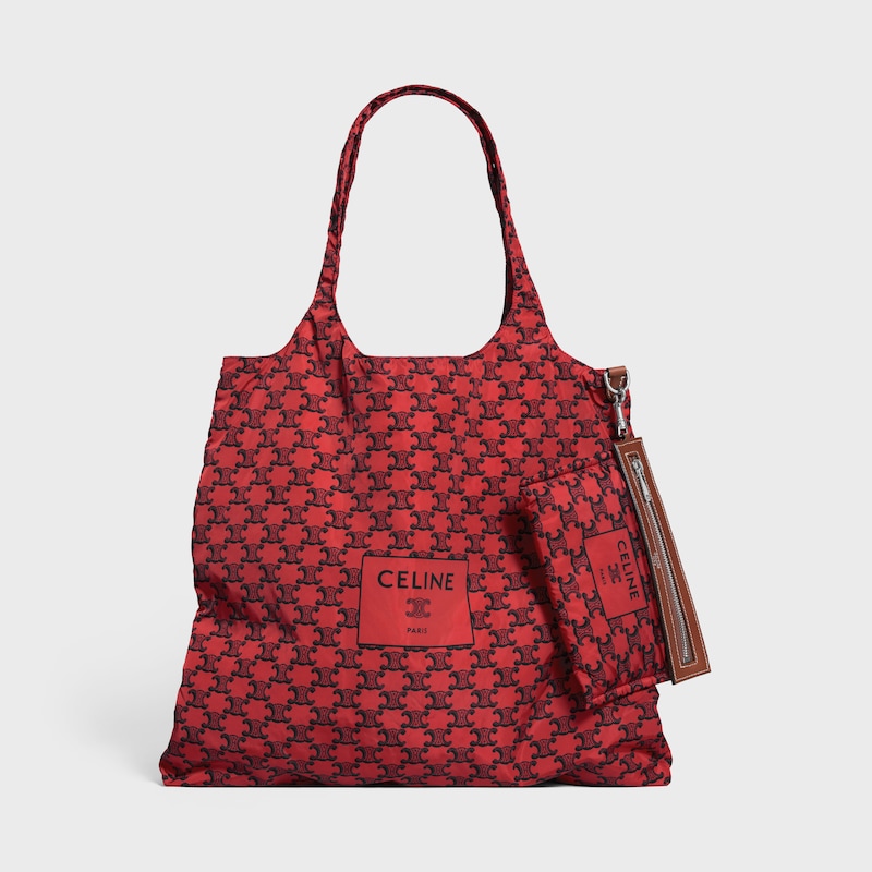 SHOPPING BAG CELINE PADDED IN NYLON AND CALFSKIN - ULTRA RED / BLACK - TOTE BAGS - 1 | CELINE
