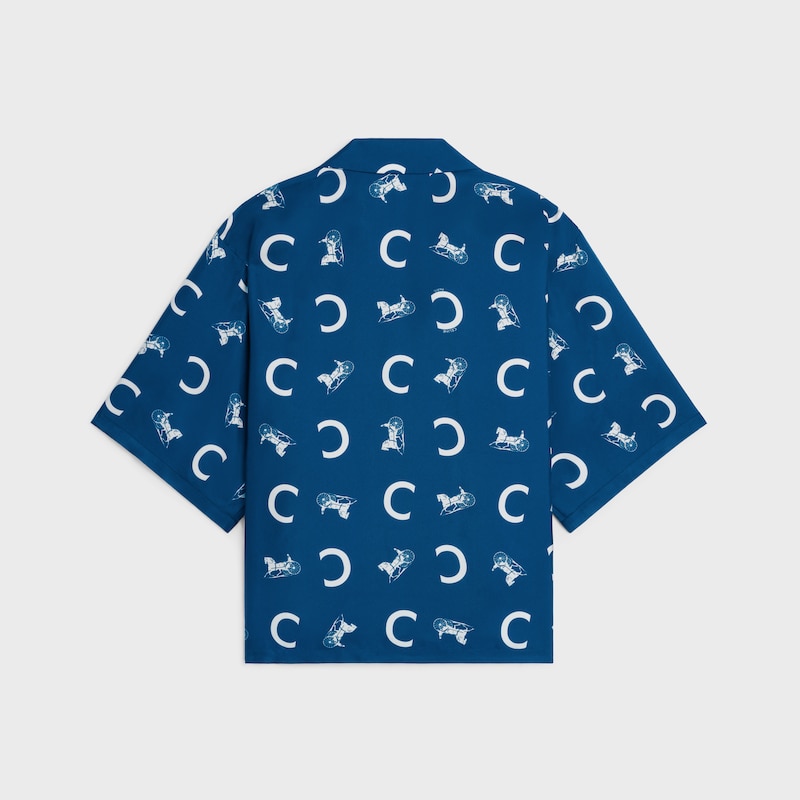 scout shirt IN SILK TWILL - NAVY/WHITE -  - 1 | CELINE