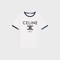 CELINE PARIS 티셔츠 - 코튼 저지 - 오프 화이트 / 네이비 / 블랙 -  - 1 | CELINE