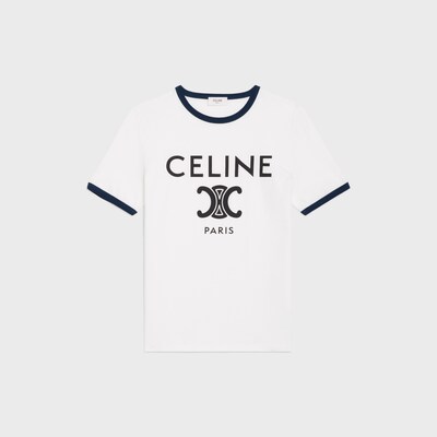 CELINE PARIS 티셔츠 - 코튼 저지 - 오프 화이트 / 네이비 / 블랙 -  - tileIndex | CELINE