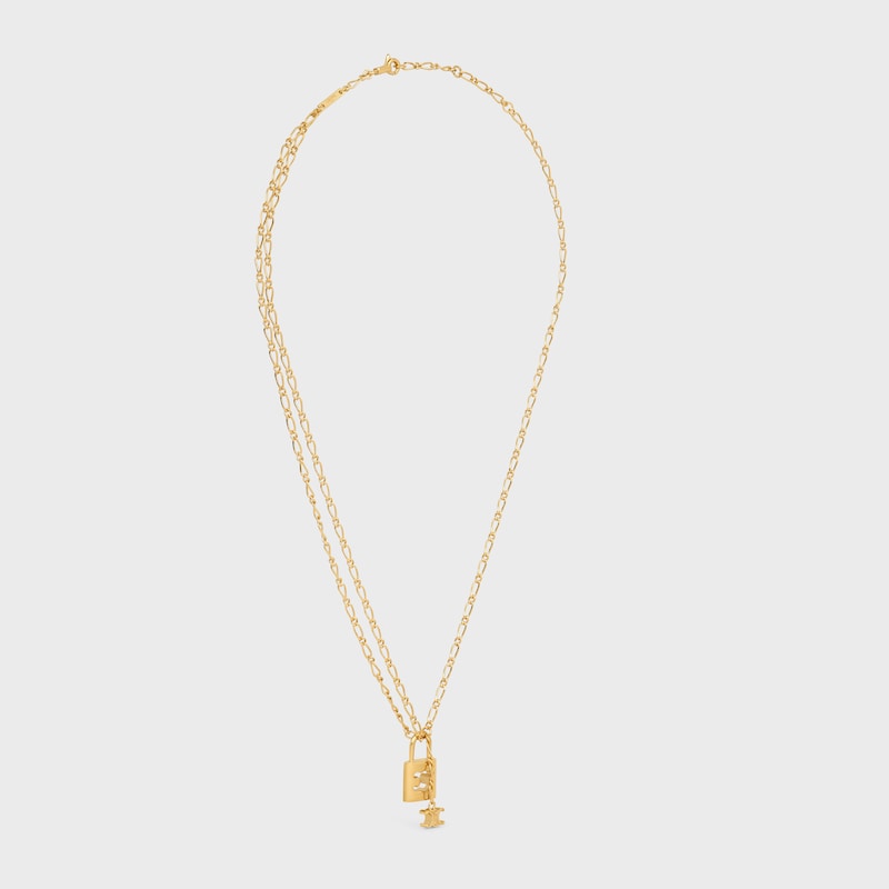 Triomphe Lock Necklace in Brass with Gold Finish - GOLD -  - 1 | CELINE