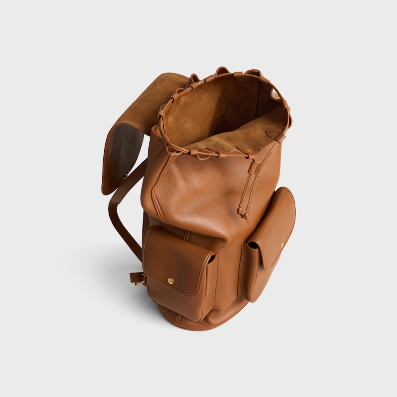 BIG BACKPACK SOFT TRIOMPHE IN SUPPLE SHINY LAMBSKIN - SOFT TAN - BACKPACKS - 1 | CELINE