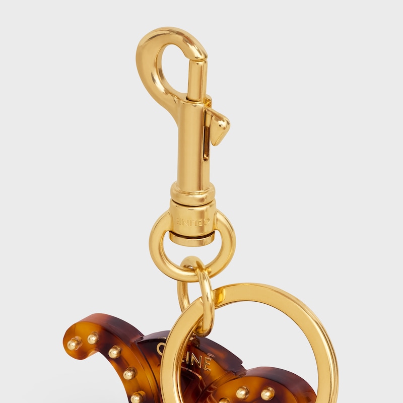 TRIOMPHE KEYRING CHARM in PLEXIGLASS with GOLD FINISHING - TORTOISESHELL - BAG CHARMS - 1 | CELINE
