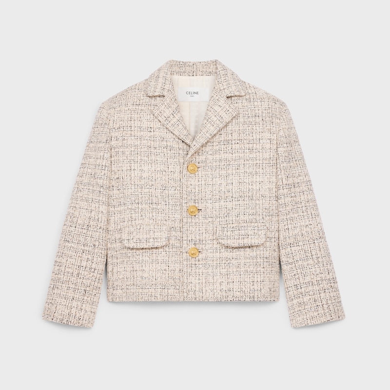 chaqueta garance de algod&oacute;n natt&eacute; - Marfil/Negro -  - 1 | CELINE