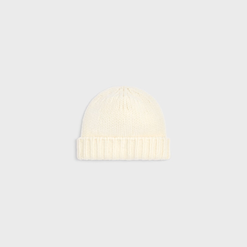 triomphe beanie IN cashmere and silk - OFF WHITE -  - 1 | CELINE