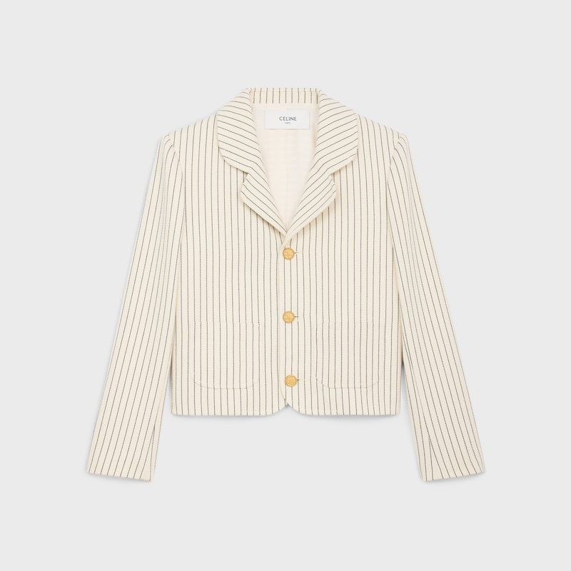 jacket in striped cotton gabardine - CRAIE/NOIR -  - 1 | CELINE