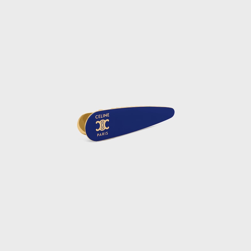 Celine Hair Clip in Brass with gold finish, Steel and Zamak - NAVY / GOLD - HAIR ACCESSORIES - 1 | CELINE