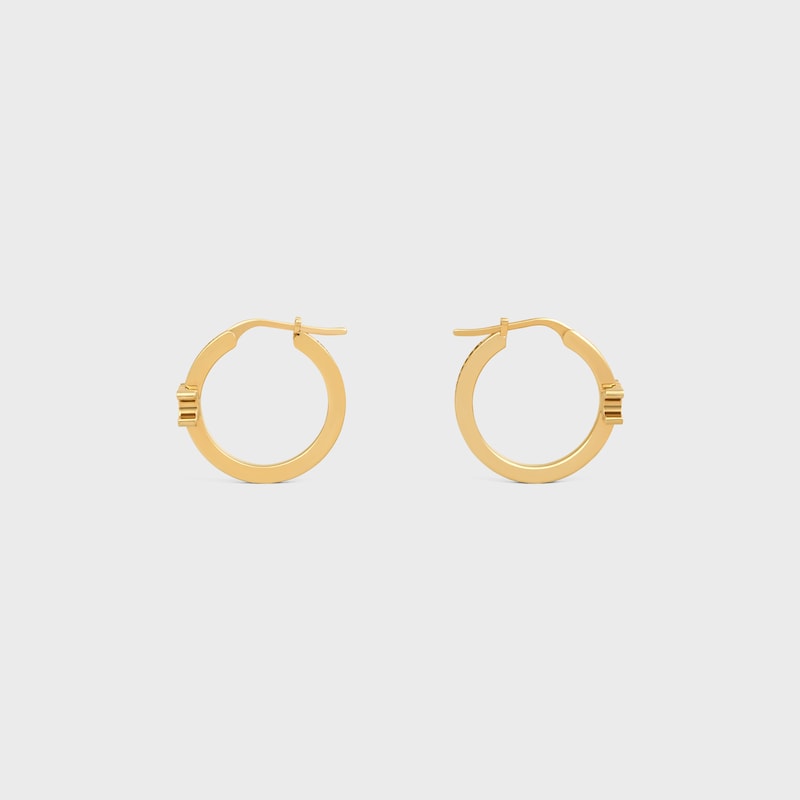 Triomphe Sparkle Hoops in Strass and Brass with Gold Finish - GOLD - EARRINGS - 1 | CELINE