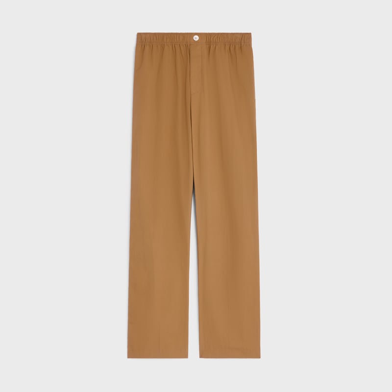 trousers IN COTTON AND LINEN CLOTH - CHESTNUT -  - 1 | CELINE