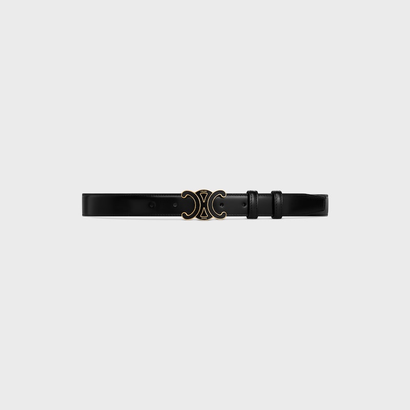 MEDIUM 25MM TRIOMPHE BELT IN Taurillon Leather - BLACK -  - 1 | CELINE