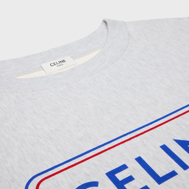 棉質抓絨寬鬆衛衣 - 淡灰色/紅色/藍色 -  - 1 | CELINE