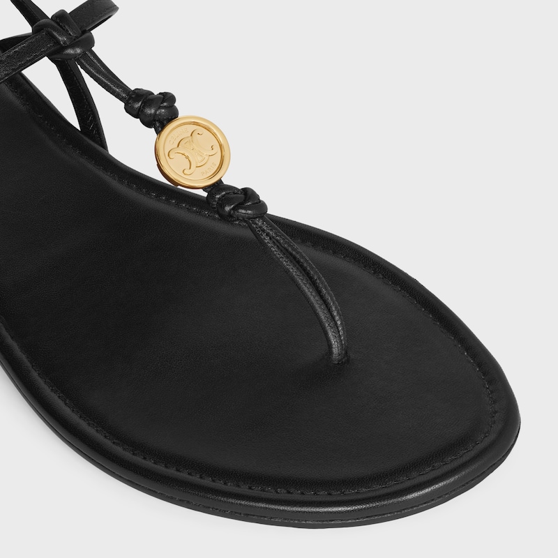 Sandalo penny in morbida pelle di vitello - NERO -  - 1 | CELINE