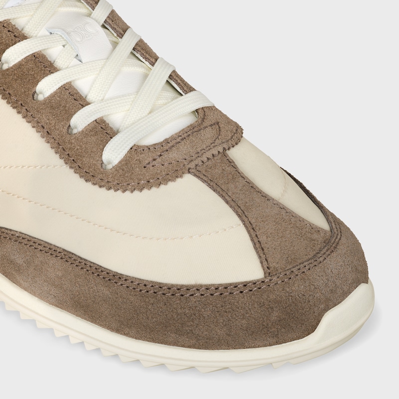 RACER SNEAKER IN NYLON, SUEDE CALFSKIN AND CALFSKIN - OPTIC WHITE / BROWN -  - 1 | CELINE