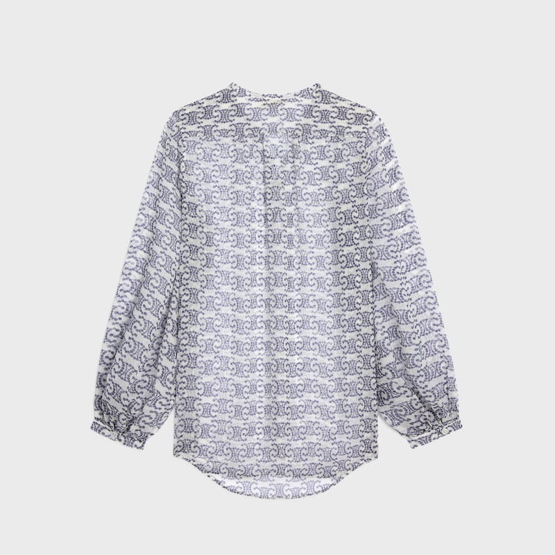 blusa Romy de cresp&oacute;n de seda - CREMA/&Iacute;NDIGO -  - 1 | CELINE