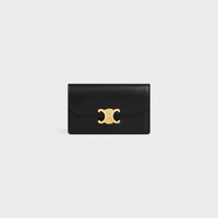トリオンフフラップ付きロングカードホルダー / シャイニーカーフスキン - ブラック - ウィメンズ ギフト - 1 | CELINE