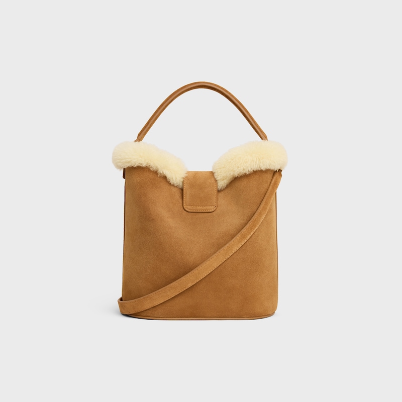 MEDIUM LOUISE BAG in SUEDE CALFSKIN AND SHEARLING - TOBACCO / CREAM - GIFT FINDER - 1 | CELINE