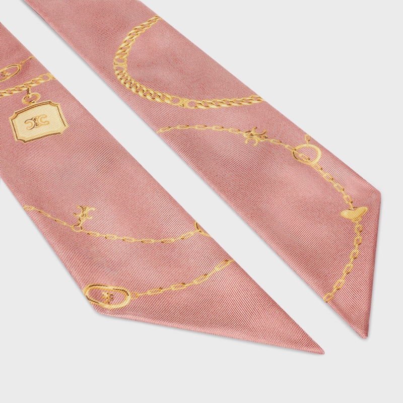 坠饰斜纹领巾 - 复古玫瑰色 -  - 1 | CELINE