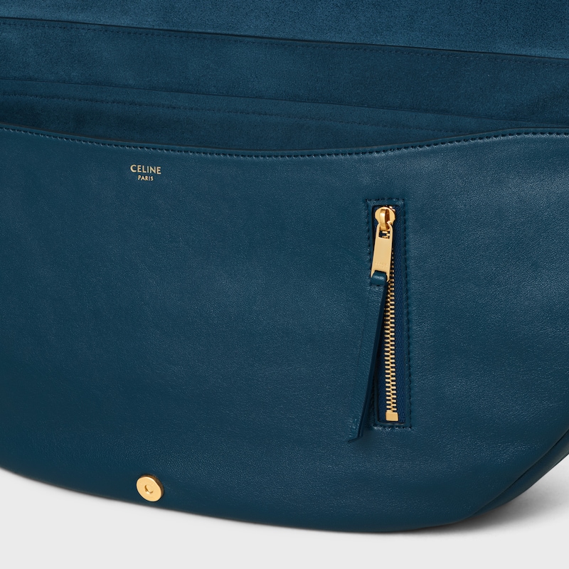 HALFMOON SOFT TRIOMPHE BAG IN SUPPLE SHINY LAMBSKIN - TEAL BLUE - HOBO AND TOTE BAGS - 1 | CELINE