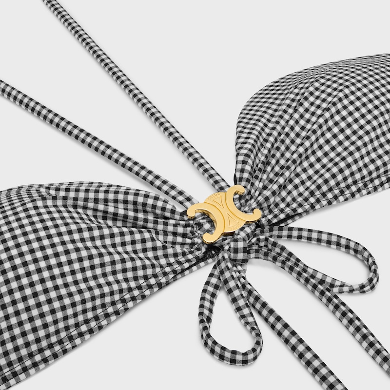 triomphe balconette top in vichy jersey - BLANC/NOIR -  - 1 | CELINE