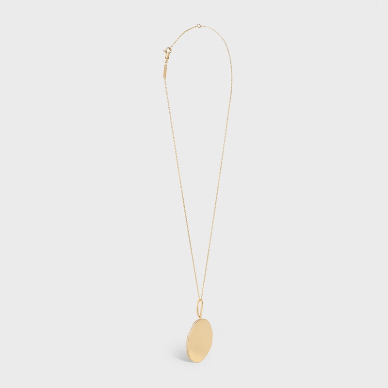 Medaille Celine Large Necklace in Yellow Gold and Diamonds - Yellow Gold and White - NECKLACES - 1 | CELINE