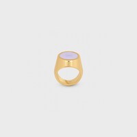 Triomphe Signet Ring in Varnish and Brass with Gold Finish - LILAC / GOLD -  - 1 | CELINE