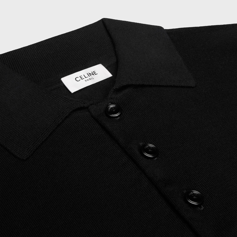 polo sweater IN fine cotton - BLACK -  - 1 | CELINE