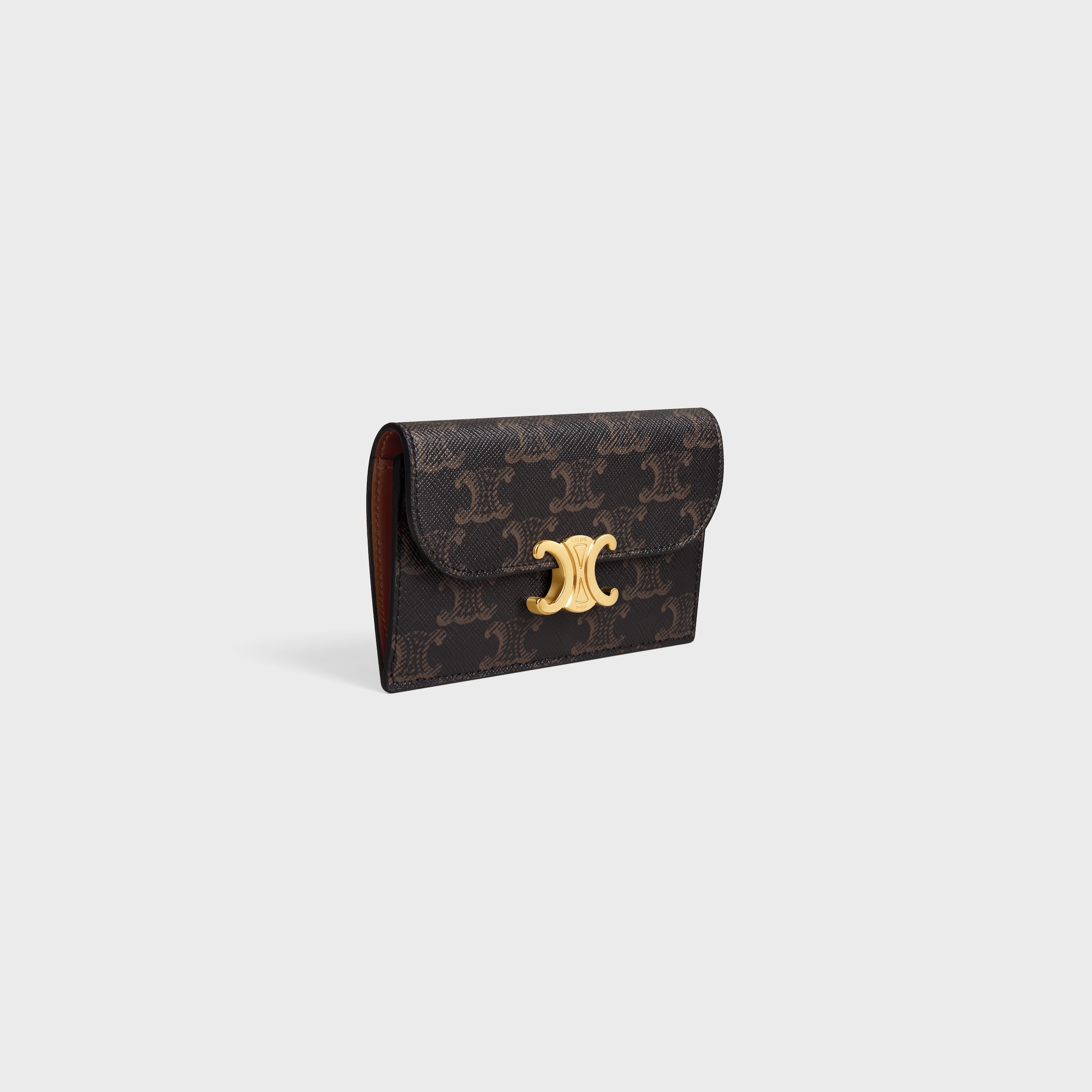 【CELINE】CARD HOLDER WITH FLAP IN TRIOMPHE CANVAS Celine Card Holder with Flap in Triomphe Canvas Tan | eBay