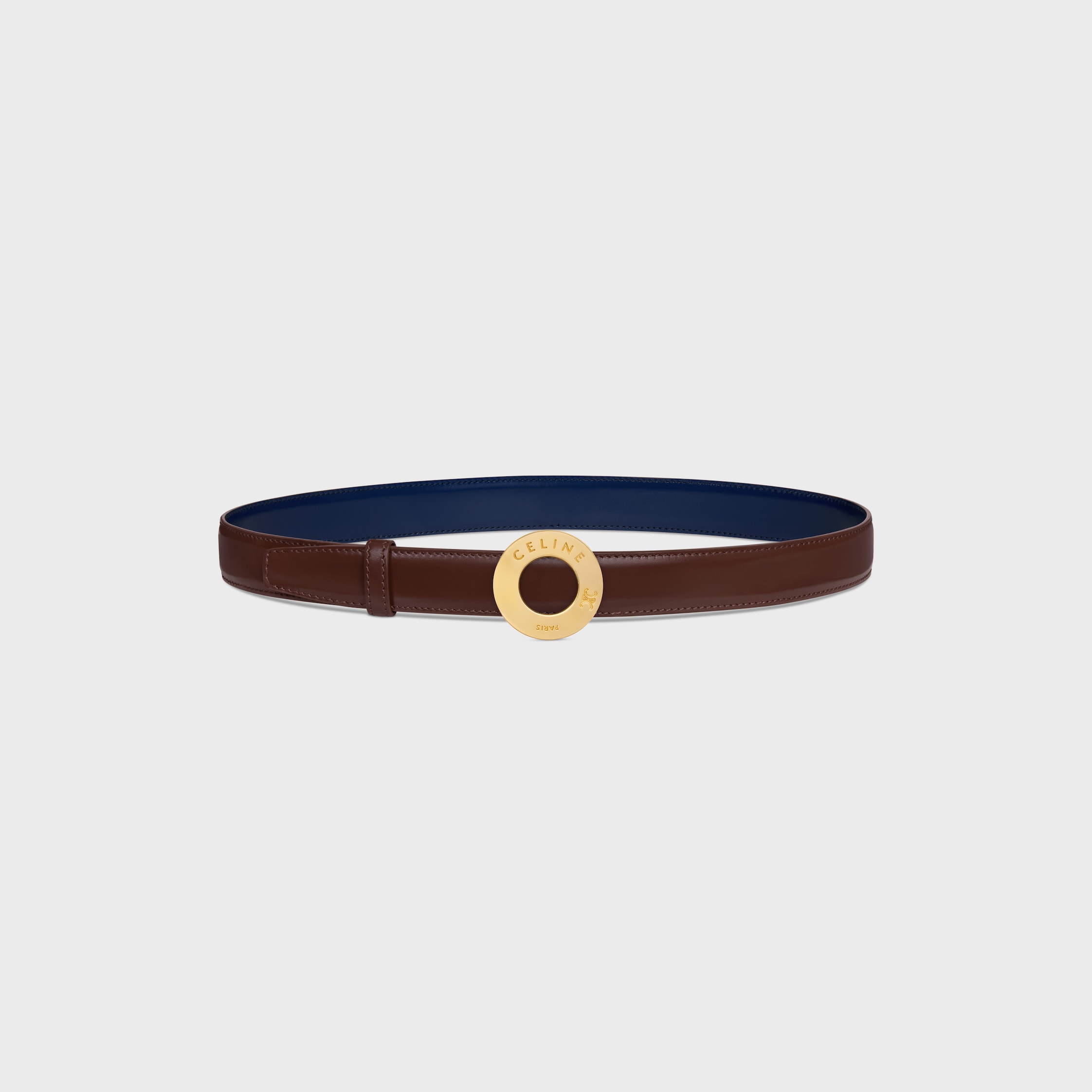 CELINE DISC BUCKLE & REVERSIBLE STRAP 25MM - CHESTNUT / DEEP NAVY