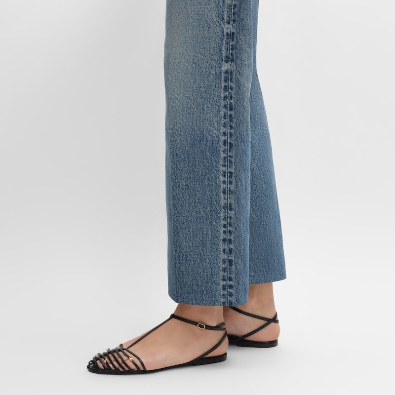 CAGE FLAT SANDAL IN GOATSKIN - BLACK -  - 1 | CELINE