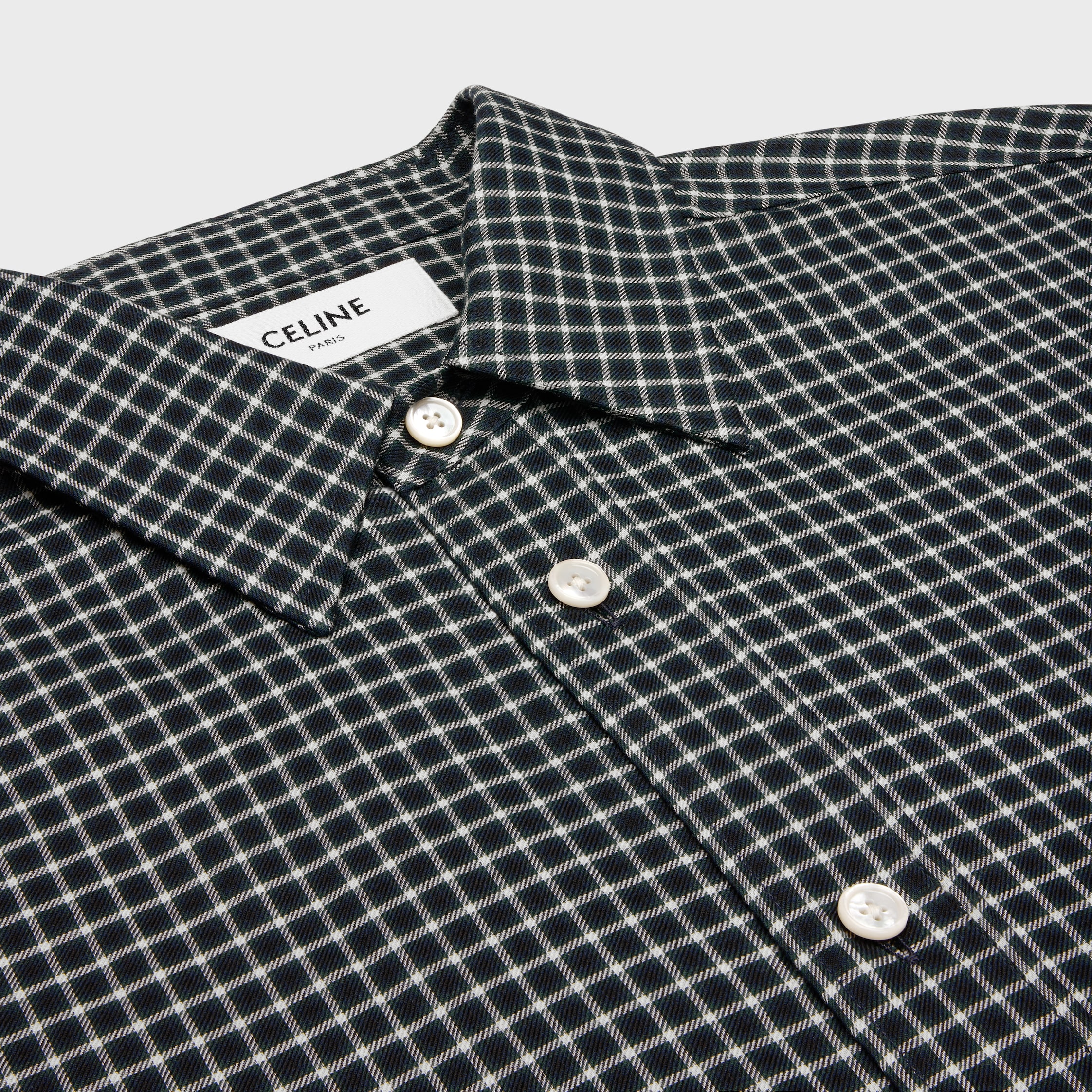 トップス CELINE 21AW Checked Wool Loose Shirts loose shirt in checked cotton - NAVY/CRAIE/VERT | CELINE